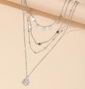 Multilayer Disc Pendant Women's Necklace Pentagram Star Beads