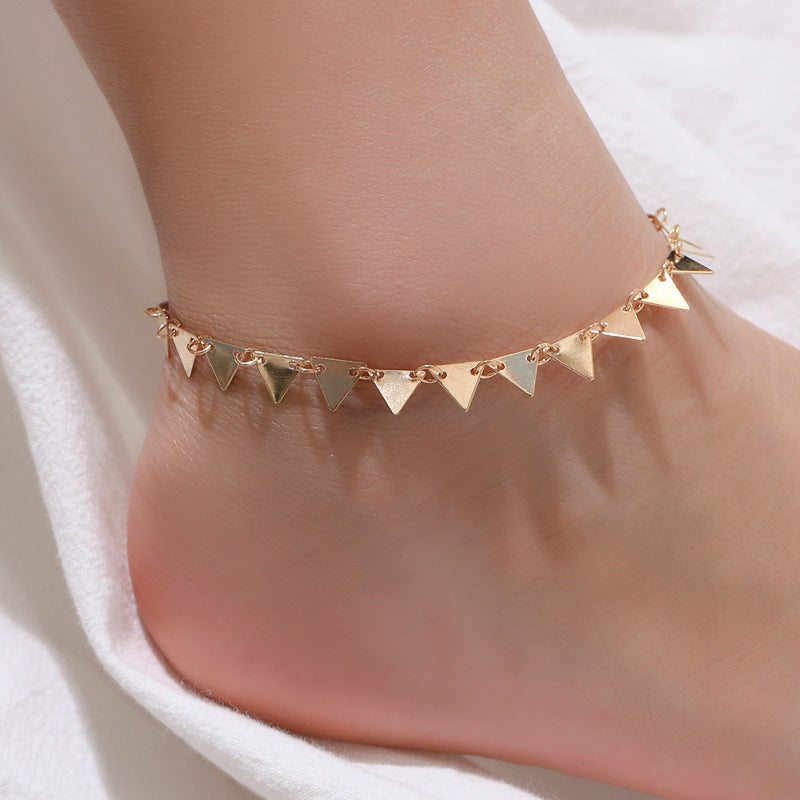 Geometric Triangle Retro Beach Chain Anklet