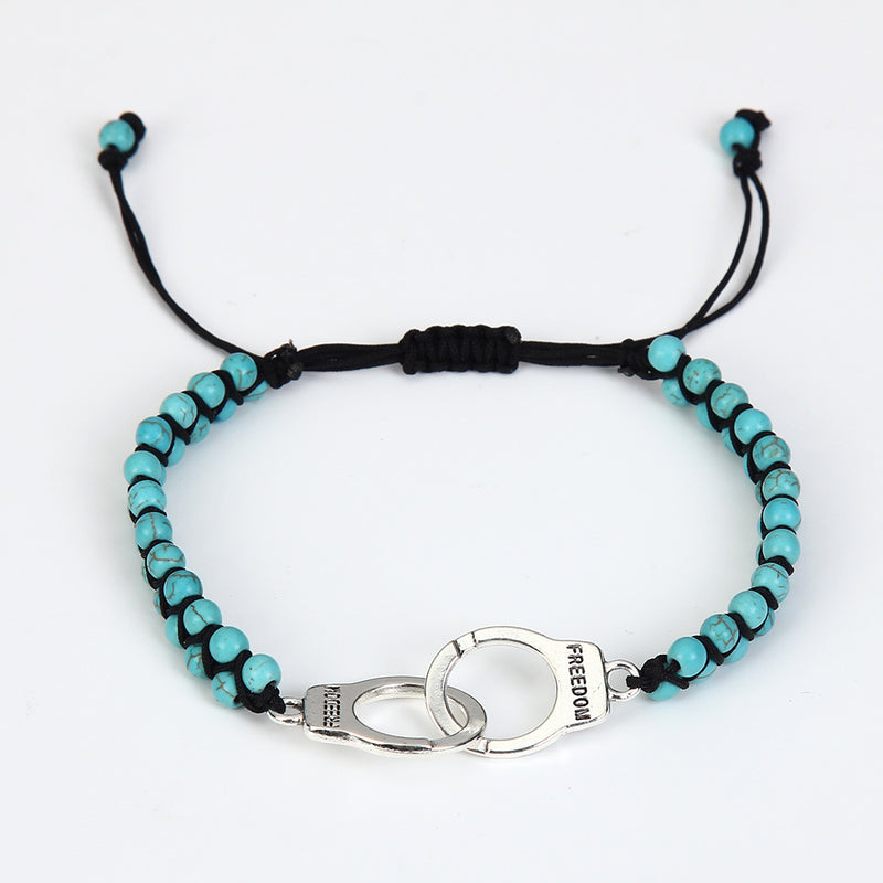 Natural Turquoise Hand Woven Yoga Workout Bracelet