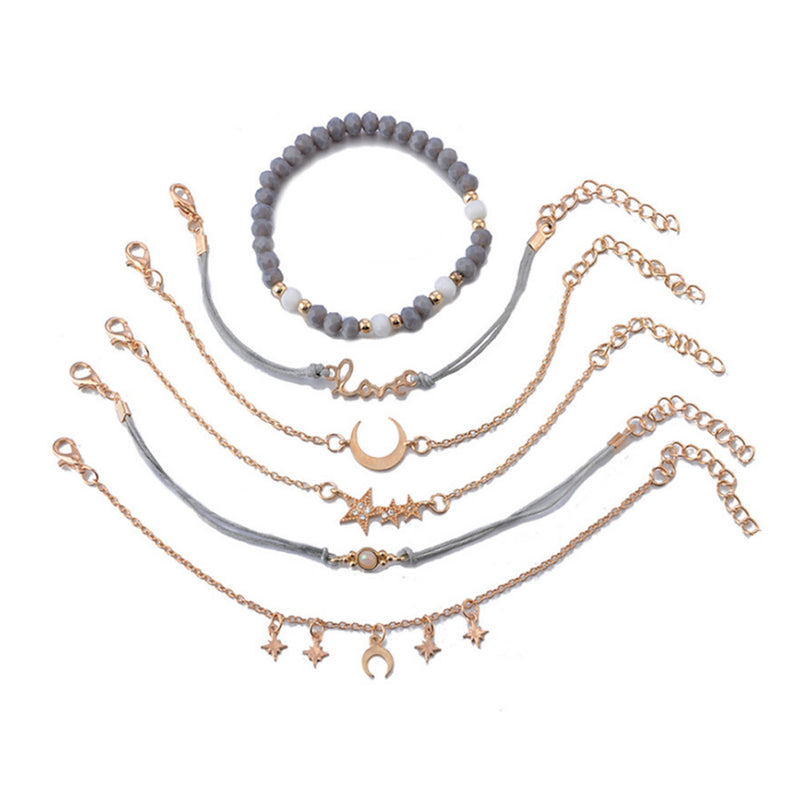 Letter Pendant Woven Beaded Combination Six-Piece Female Bracelet