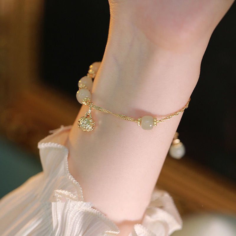 Court Designed Hetian Yu Bell Bracelet