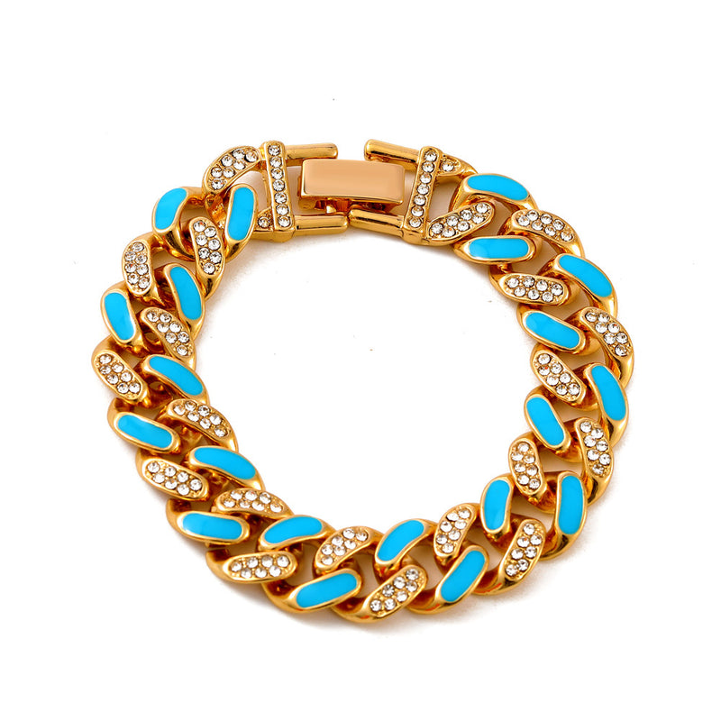 Double Color Drop Oil Rhinestone Guba Bracelet