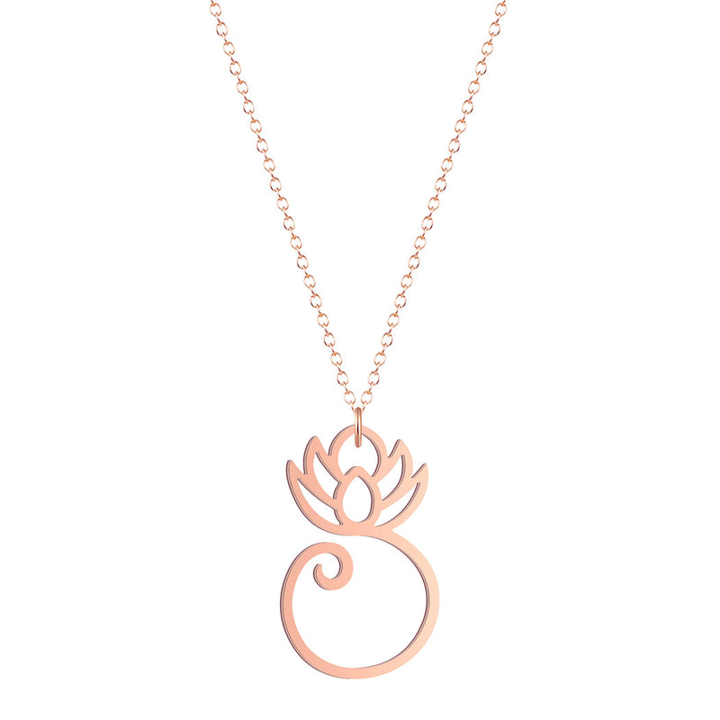 Stainless Steel Female Yoga Lotus Pendant Necklace Clavicle Chain