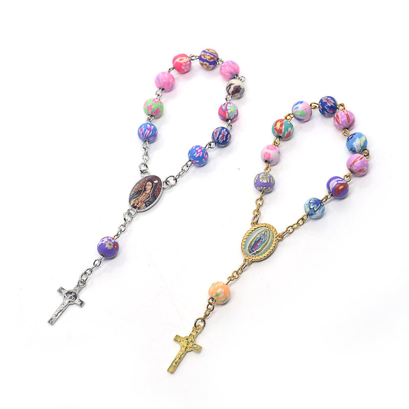 Colored Soft Ceramic Beads Rosary Bracelet Christian