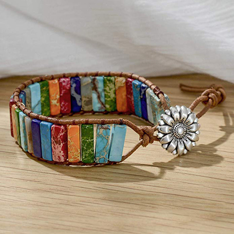 Hundred Match Retro Style Colorful Natural Stone Bracelet