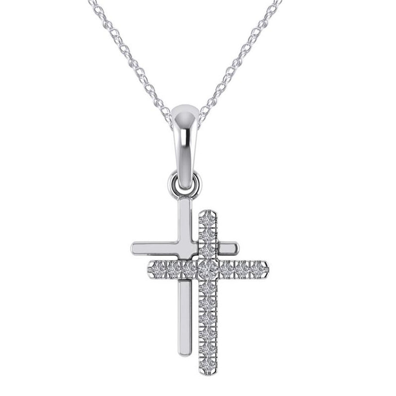 Two-tone Double-layer Cross Ladies Fashion Necklace Sweater Chain