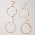 Color Rice Bead Chain Disc Anklet Set Of 4