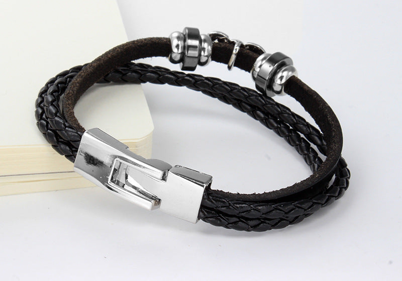 Men's Braided Bracelet Alloy Leather Ghost Head
