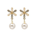 Silver Needle Korean Fashion Flower Pearl Diamond