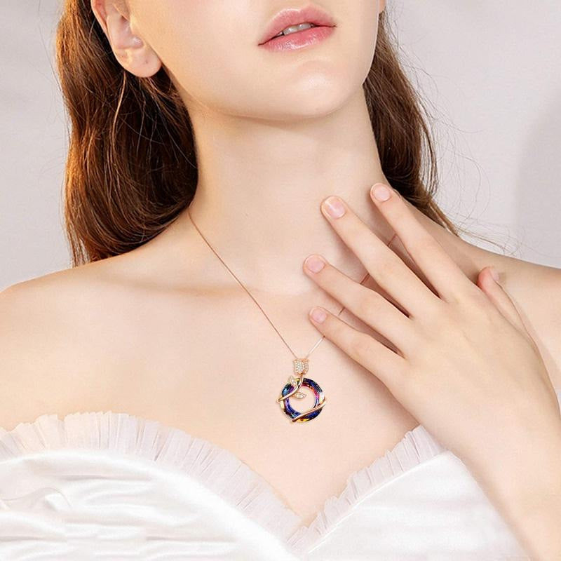 Women's Rose Color Ring Pendant Necklace