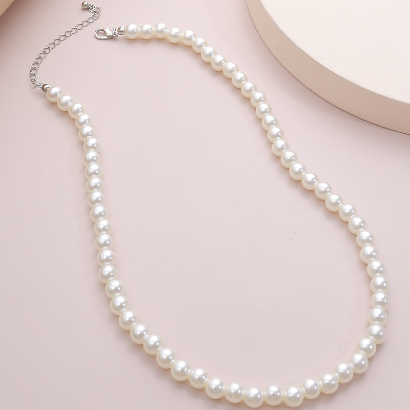 Single Layer Tassel Temperament Imitation Pearl Handmade Necklace