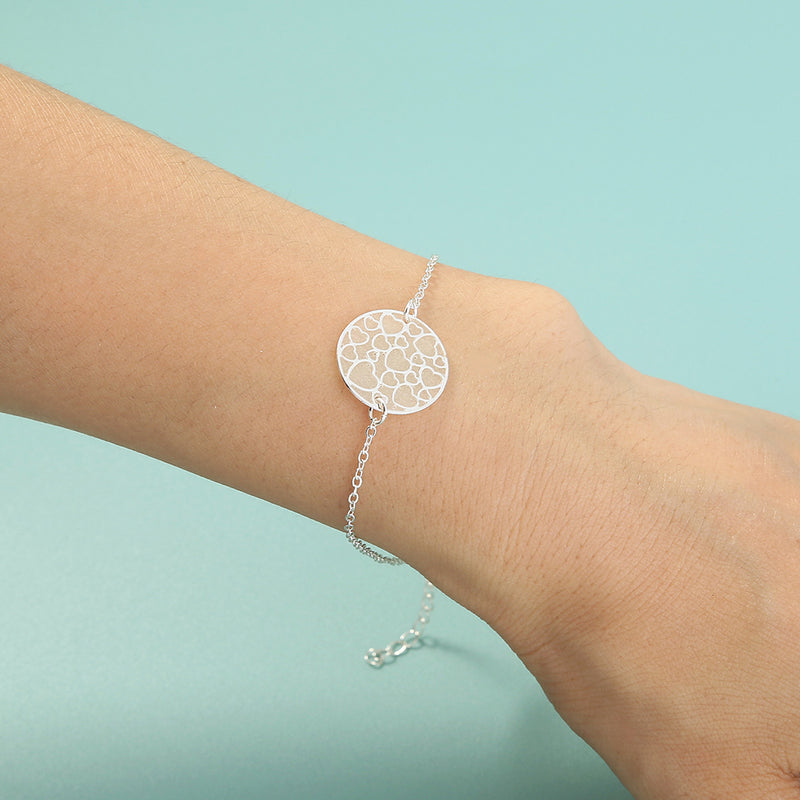 Silver Round Heart Texture glow-in-the-dark bracelet