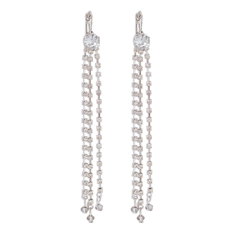 Claw Chain Tassel Imitation Crystal Earrings Ladies Style Temperament