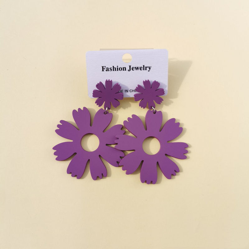 Simple And Beautiful Flowers Exaggerated Acrylic Earrings Personality Candy Color Temperament