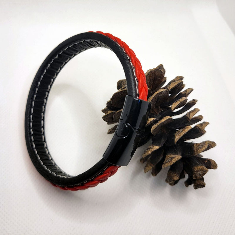 Woven Leather Bracelet Magnetic Snap Leather Bracelet