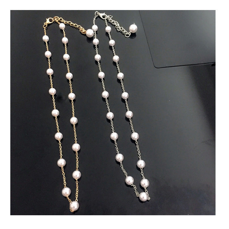 Ins Simple Temperament Short Pearl Clavicle Chain Korean Personality Necklace