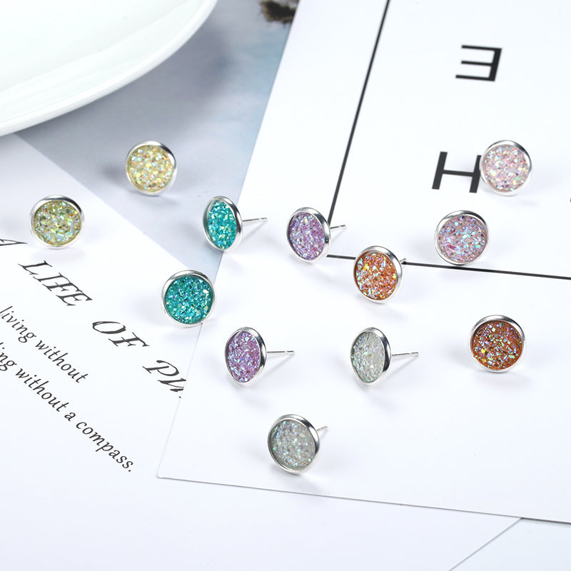 European And American Fashion Colorful Round Earrings Combination One Card 6 Pairs Set