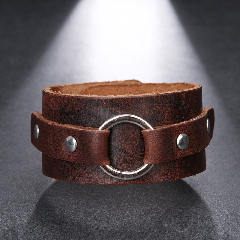 Denim Rivet Ring Leather Bracelet