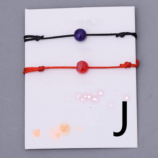 Natural Stone Beads Lava Bracelet Red Rope Braided Couple Bracelet