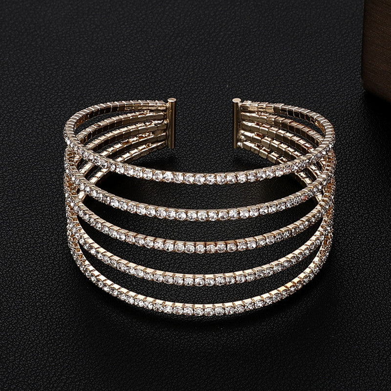 Bridal Accessories,  Temperament Full Diamond Elastic Bracelet