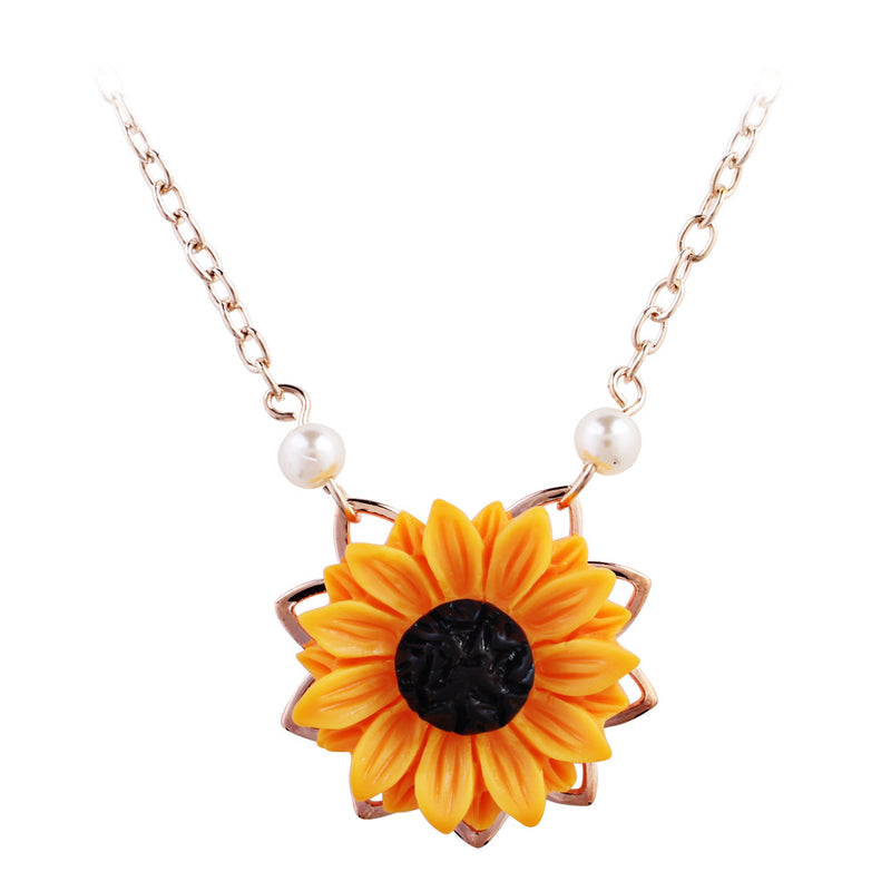 Drop Glaze Painted Flower Rhinestone Necklace