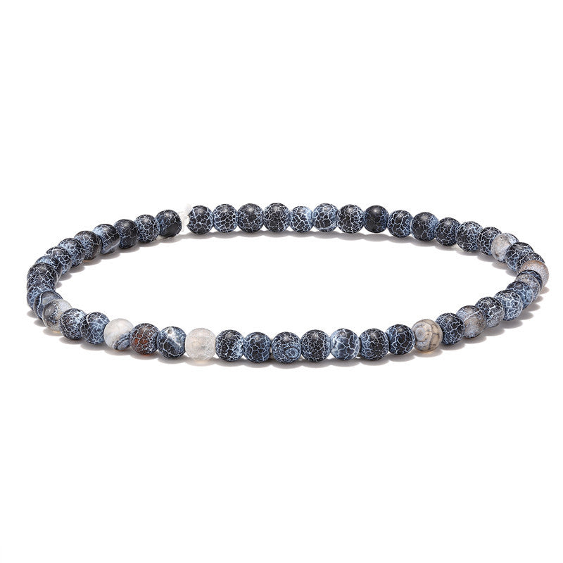 Men's And Women's Accessories 4MM Weathered Agate Handmade Beaded Bracelet