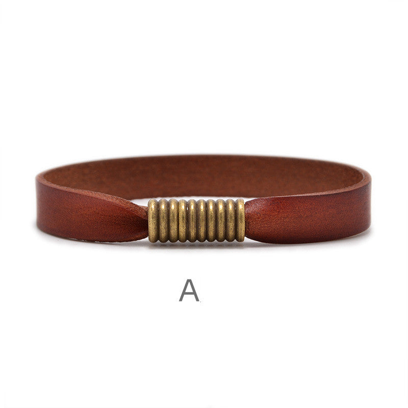 Simple Fashionable Cowhide Magnetic Buckle Leather Bracelet
