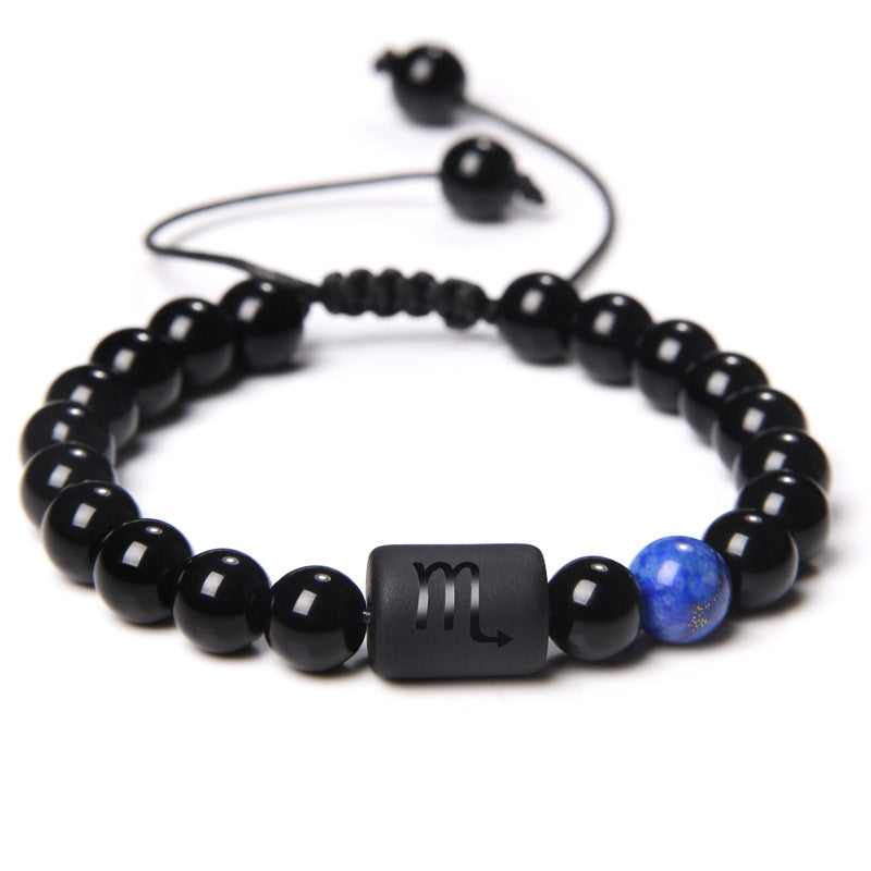 Constellation Black Glossy Beaded Bracelet