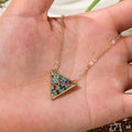 Simple And Generous Triangle Necklace With Flashing Diamonds And Colored Gemstones