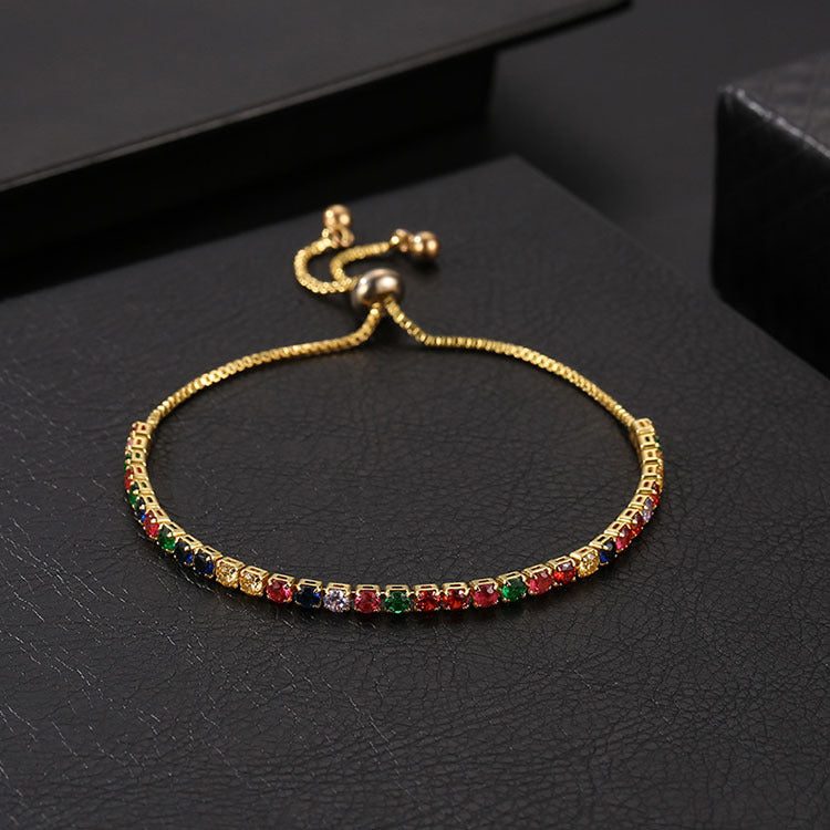 Adjustable Crystal Bracelet Seven-color Rhinestone Zircon Bracelet For Women
