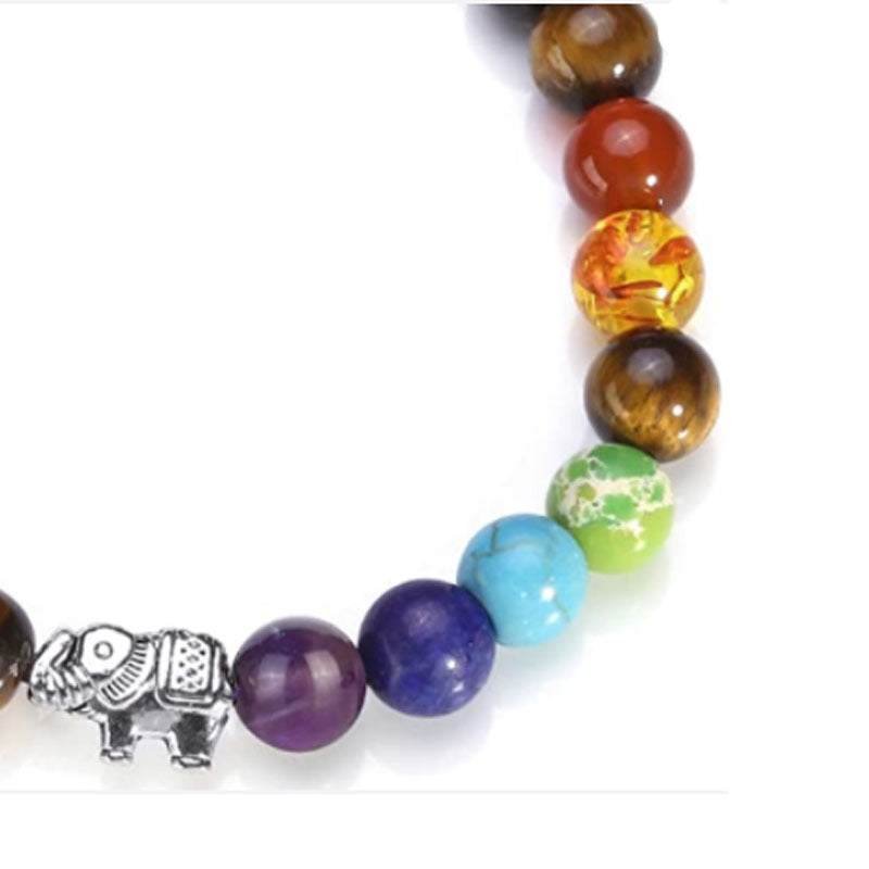 8mm Stone Beads Lucky Elephant Lace Tassel Braided Bracelet