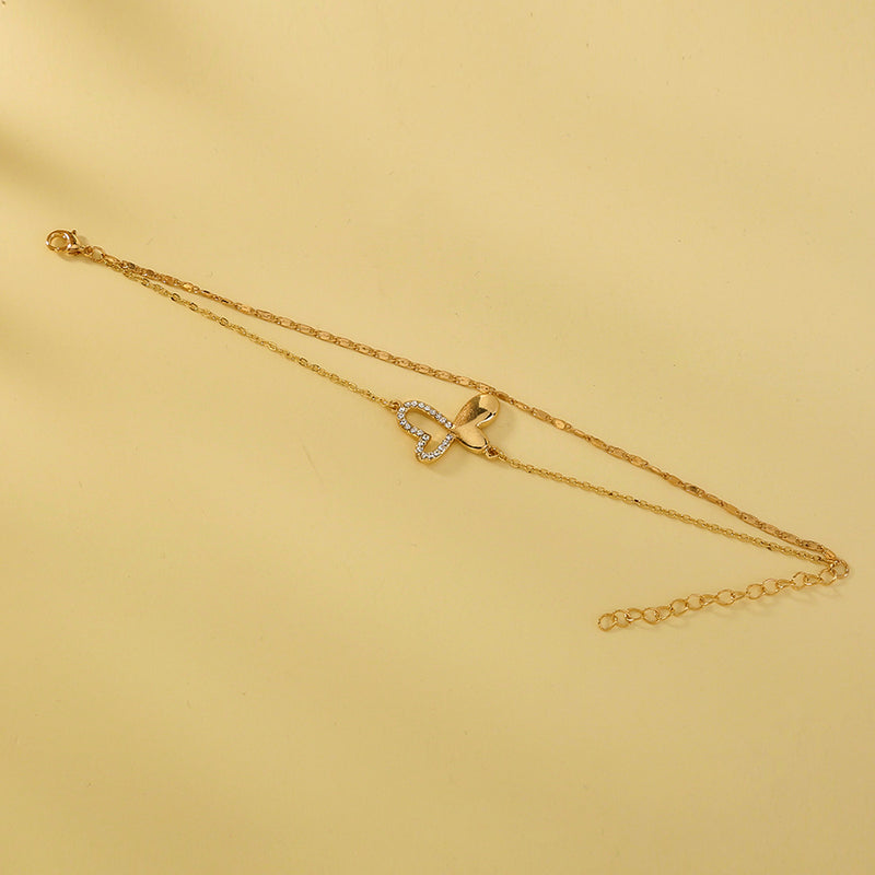 Net celebrity ins hot-selling jewelry butterfly double-layer hollow diamond bracelet pendant student girlfriends bracelet