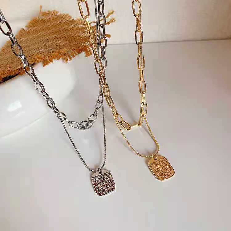 Korea Double Stack Necklace Simple Cold Wind Metal Sweater Chain Same Hip Hop Jewelry