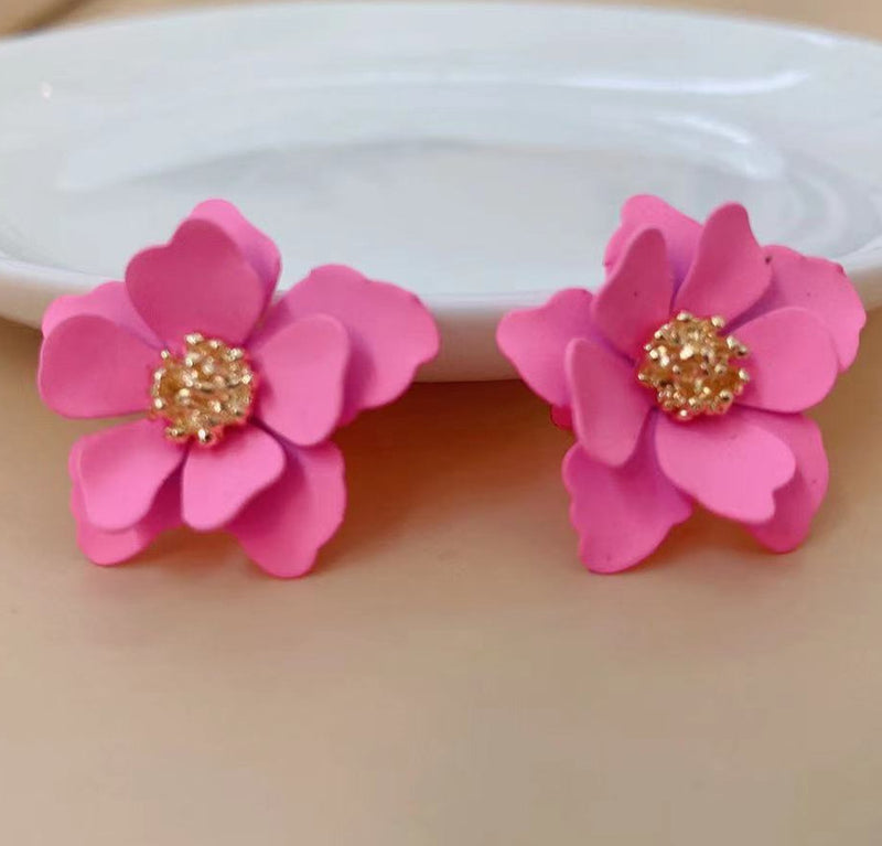 Women's Personality Creative Multi-layer Petal Flower Stud Earrings