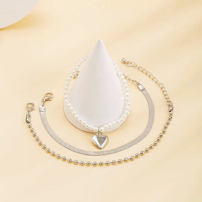 Vintage Fashion Ladies Pearl Heart Jewelry