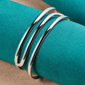 Silver Jewelry Hollow Double Bar Ring Opening Adjustable