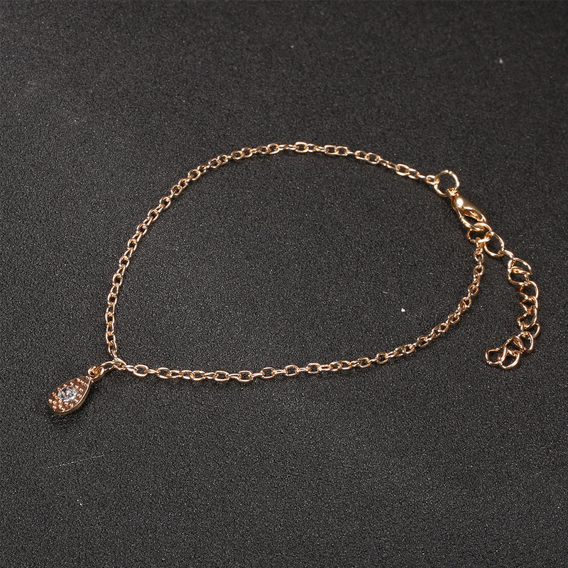 Single Layer Water Drop Diamond Anklet