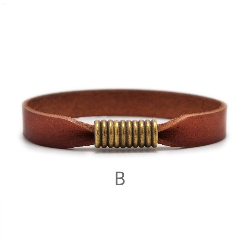 Simple Fashionable Cowhide Magnetic Buckle Leather Bracelet
