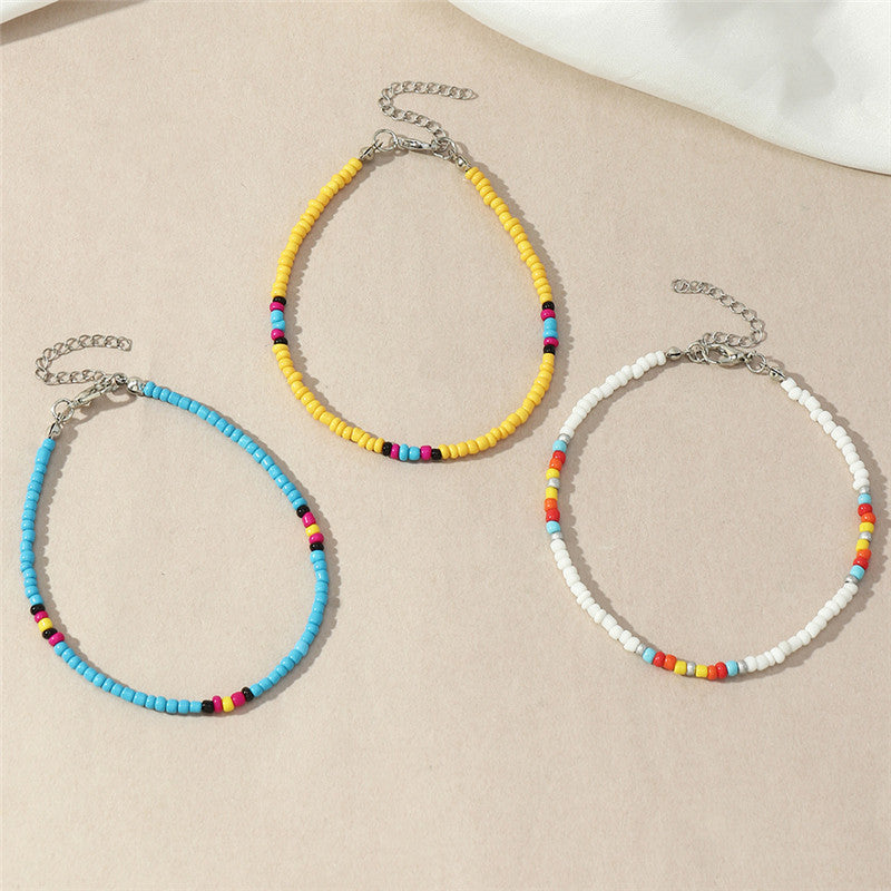 Bohemian Ethnic Style Colored Rice Bead Anklet