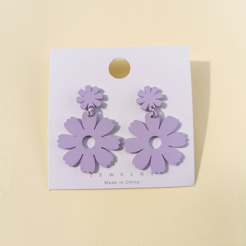 Simple And Beautiful Flowers Exaggerated Acrylic Earrings Personality Candy Color Temperament