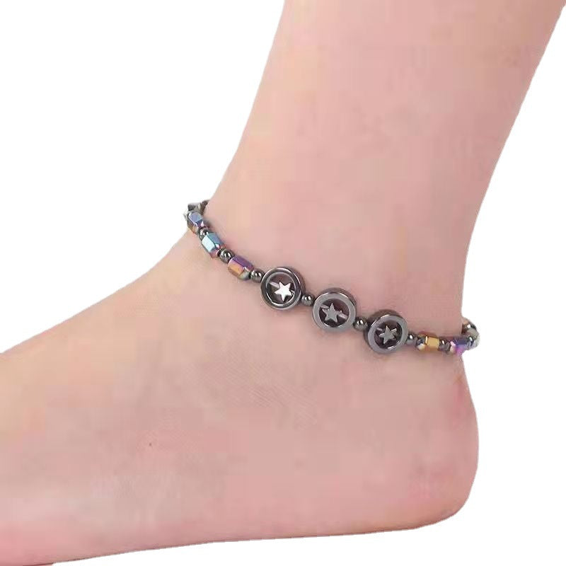 Women's Fashion Stretch Black Gallstone Anklet