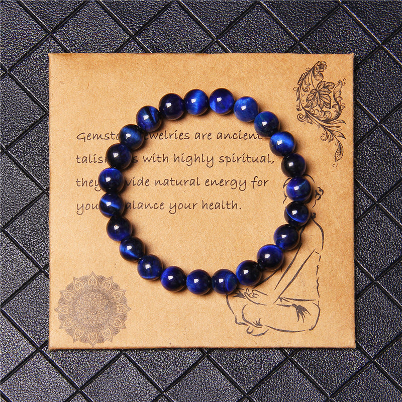 Collection Of 8mm Semi-precious Stone Blue Tiger Stone Handmade Jewelry Couple Bracelet
