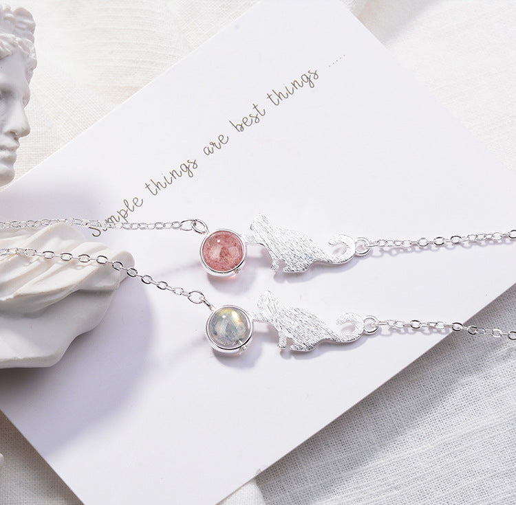 Female Korean Fashion Sweet  Strawberry Crystal Hand
