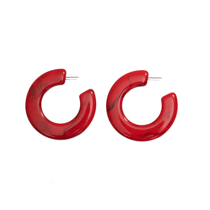 European And American Exaggerated Fashion Acrylic C-shaped Circle Earrings