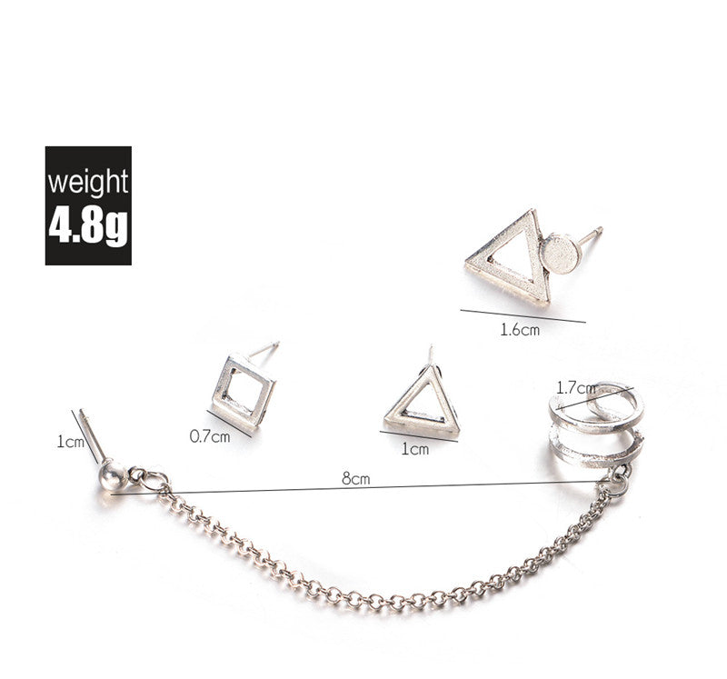 Triangle Retro Multi-pair Earrings Combo Card Set