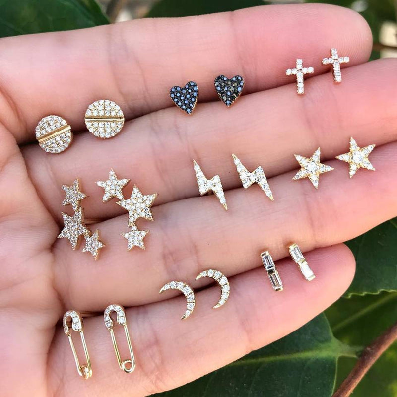 Jewelry Simple Love Star Moon Cross 9 Piece Set Of Earrings