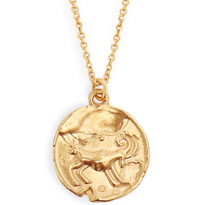 Retro Literary Three Dimensional Image Matte Gold Constellation Pendant For Women