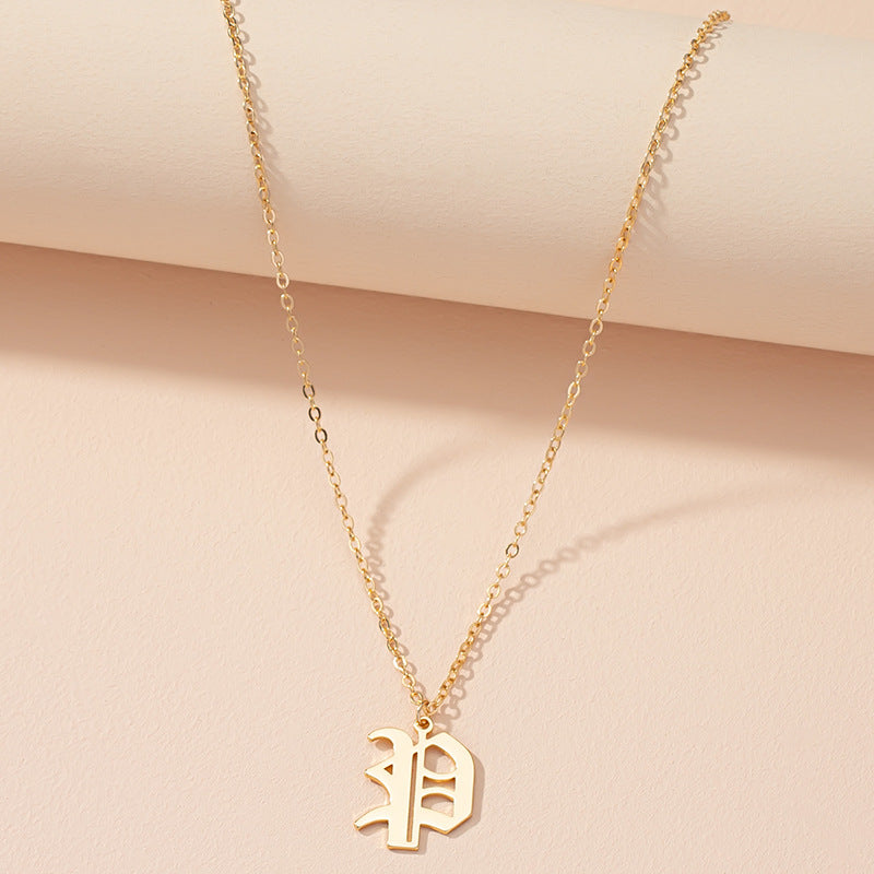 Retro Personality Design Sense 26 English Alphabet Necklace Female