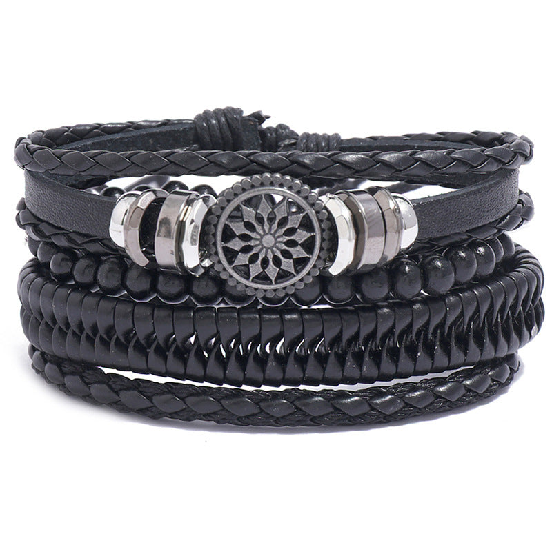 Retro Braided Personality Leather Bracelet 4-piece Set