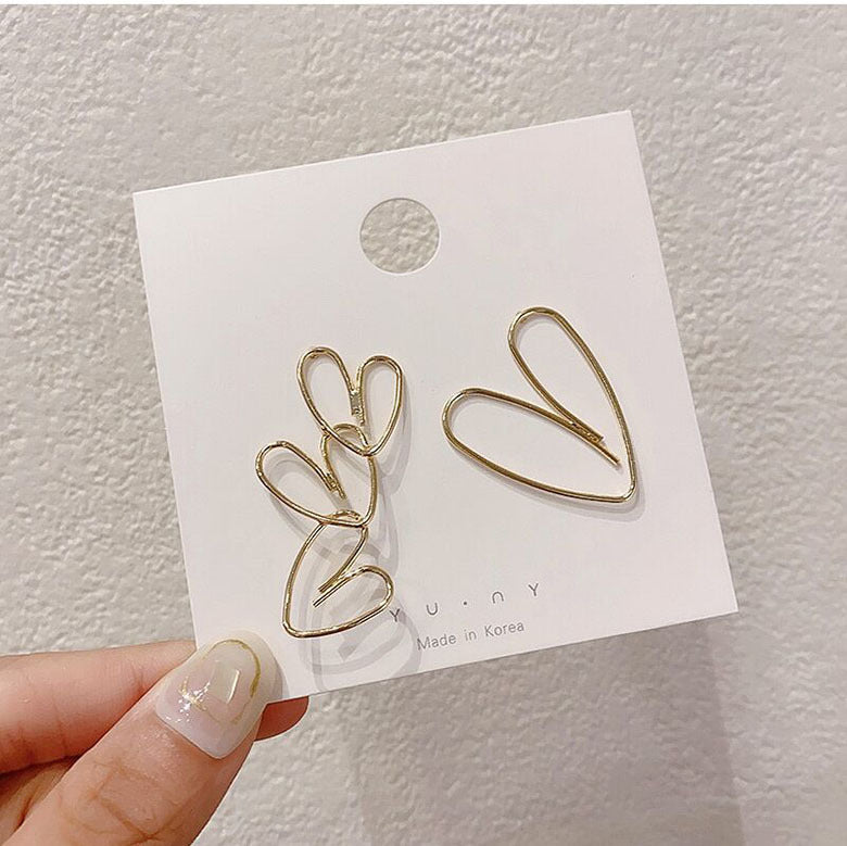 Shape Simple Metal Heart Hollow Earrings